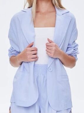 Forever 21 Sky Blue Single-Button Blazer